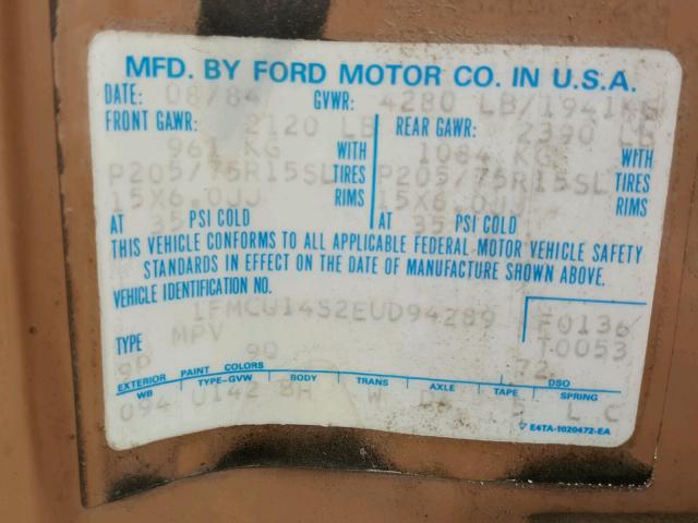 1FMCU14S2EUD94289 - 1984 FORD BRONCO II TWO TONE photo 10