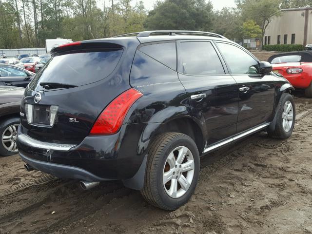 JN8AZ08T76W411608 - 2006 NISSAN MURANO SL BLACK photo 4