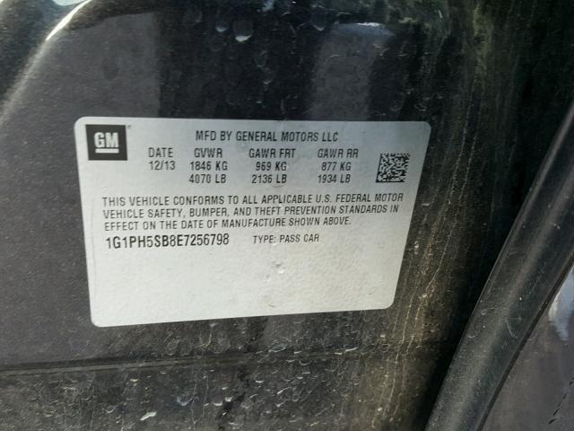 1G1PH5SB8E7256798 - 2014 CHEVROLET CRUZE ECO CHARCOAL photo 10