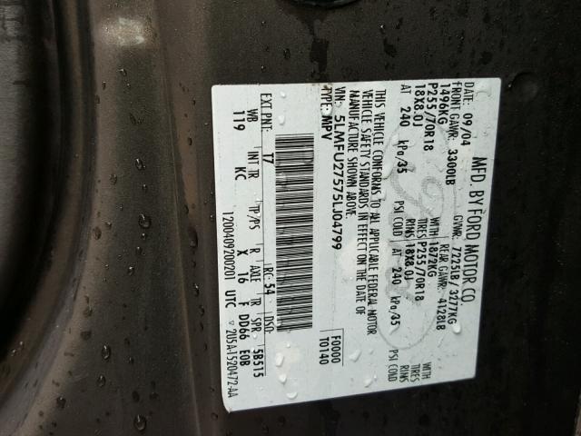 5LMFU27575LJ04799 - 2005 LINCOLN NAVIGATOR ნაცრისფერი ფოტო 10