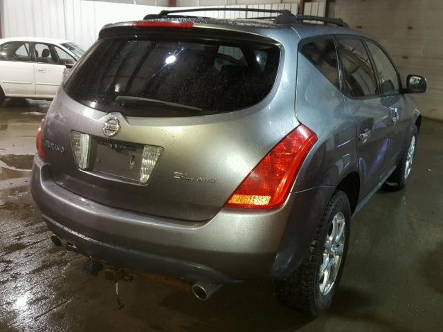 JN8AZ08W35W430651 - 2005 NISSAN MURANO SL GRAY photo 4