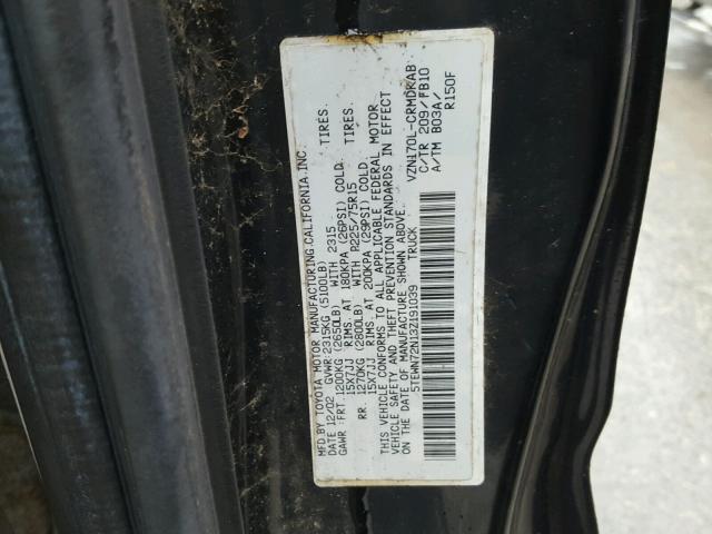 5TEWN72N13Z191039 - 2003 TOYOTA TACOMA XTR BLACK photo 10