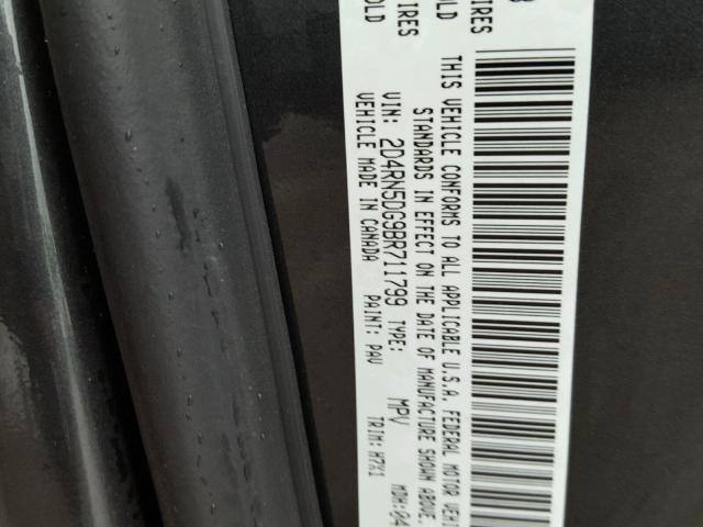 2D4RN5DG9BR711799 - 2011 DODGE GRAND CARA BLACK photo 10