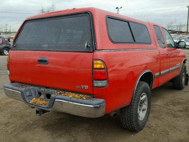 5TBRT341X2S309647 - 2002 TOYOTA TUNDRA ACC RED photo 4