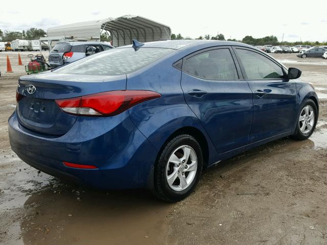 KMHDH4AE0FU329743 - 2015 HYUNDAI ELANTRA SE BLUE photo 4