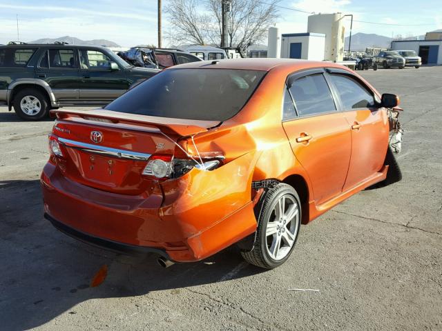 2T1BU4EE7DC082927 - 2013 TOYOTA COROLLA BA ORANGE photo 4