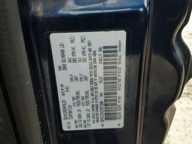 3B7HC13Y21M571800 - 2001 DODGE RAM 1500 BLUE photo 10