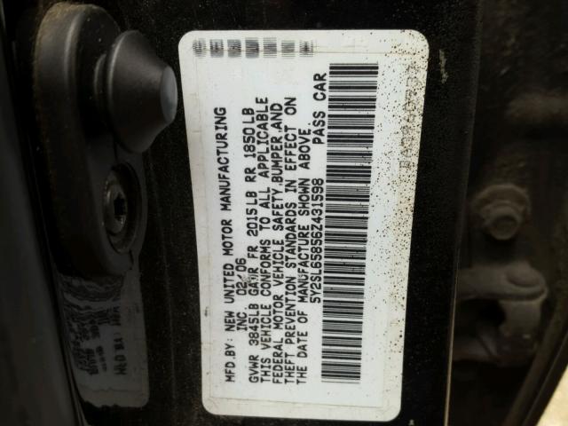 5Y2SL65856Z431598 - 2006 PONTIAC VIBE BLACK photo 10