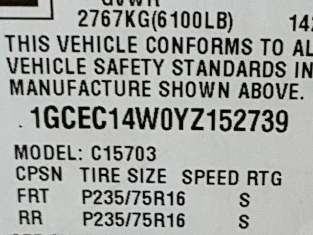 1GCEC14W0YZ152739 - 2000 CHEVROLET SILVERADO BLUE photo 10