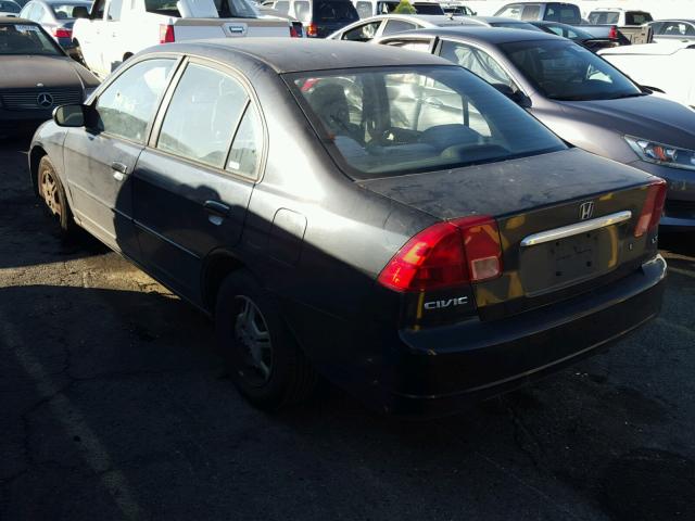 2HGES16502H553076 - 2002 HONDA CIVIC LX BLACK photo 3