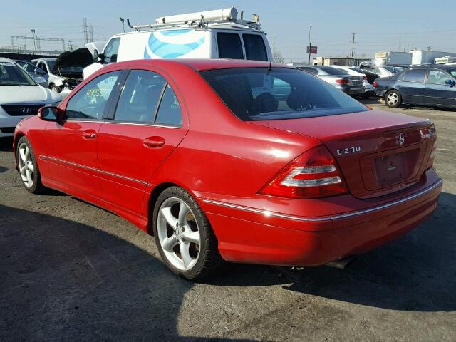 WDBRF40J05F691085 - 2005 MERCEDES-BENZ C 230K SPO RED photo 3