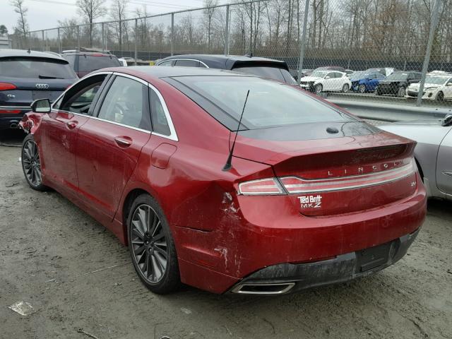 3LN6L2LU0ER831142 - 2014 LINCOLN MKZ HYBRID RED photo 3