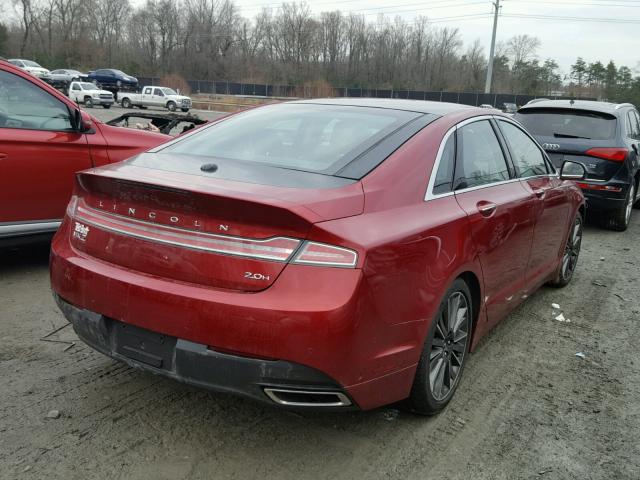 3LN6L2LU0ER831142 - 2014 LINCOLN MKZ HYBRID RED photo 4