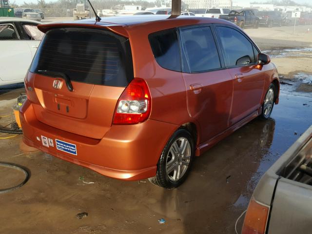 JHMGD38618S048232 - 2008 HONDA FIT SPORT ORANGE photo 4