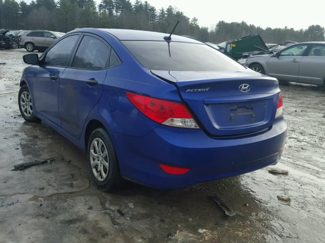 KMHCT4AEXCU058244 - 2012 HYUNDAI ACCENT GLS BLUE photo 3