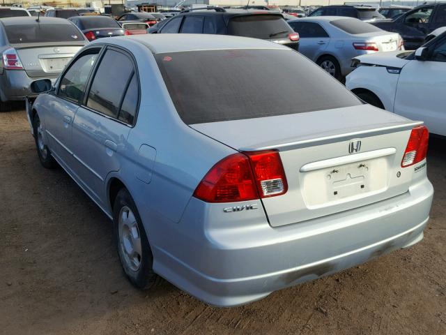 JHMES96684S017654 - 2004 HONDA CIVIC HYBR BLUE photo 3