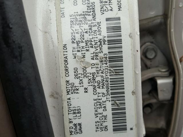 JT3HN86R6Y0314843 - 2000 TOYOTA 4RUNNER SR GRAY photo 10