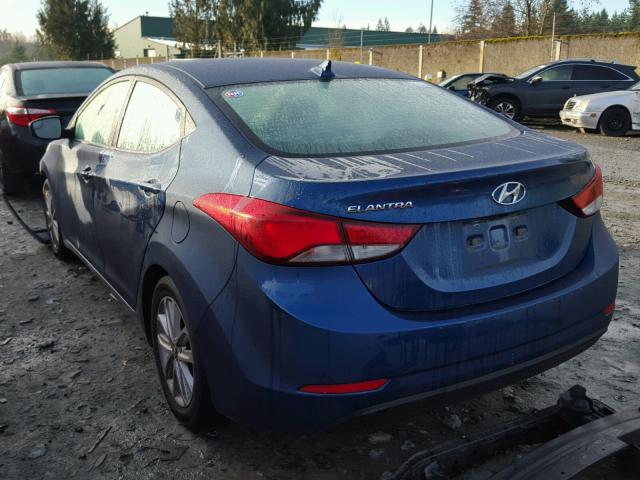 KMHDH4AE6FU382995 - 2015 HYUNDAI ELANTRA SE BLUE photo 3