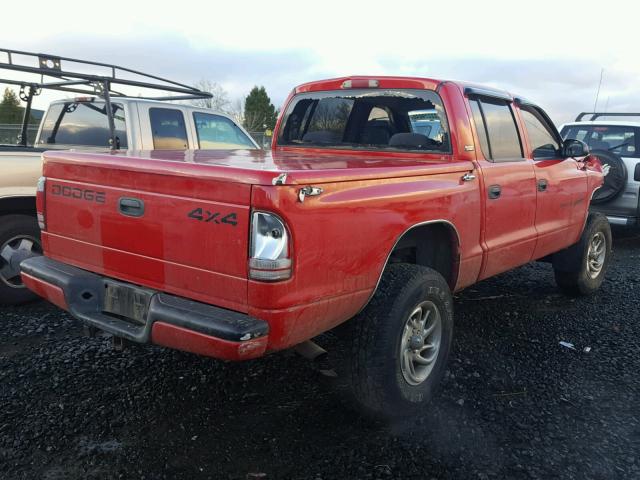 1B7HG2AZ1YS659146 - 2000 DODGE DAKOTA QUA RED photo 4