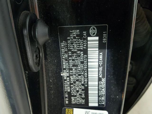 4T4BE46K47R009279 - 2007 TOYOTA CAMRY NEW GRAY photo 10