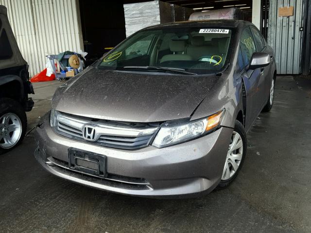 2HGFB2F54CH589512 - 2012 HONDA CIVIC LX GRAY photo 2