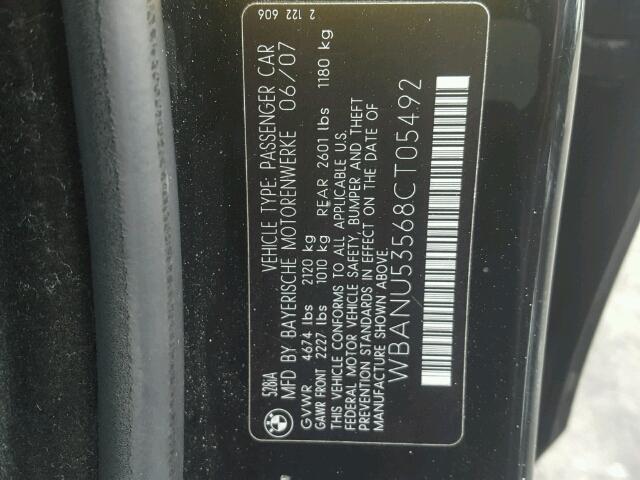 WBANU53568CT05492 - 2008 BMW 528 I BLACK photo 10