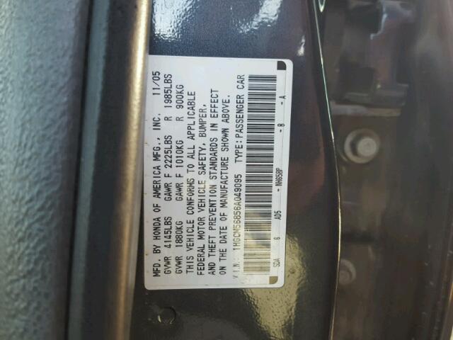 1HGCM56856A049095 - 2006 HONDA ACCORD EX BLUE photo 10