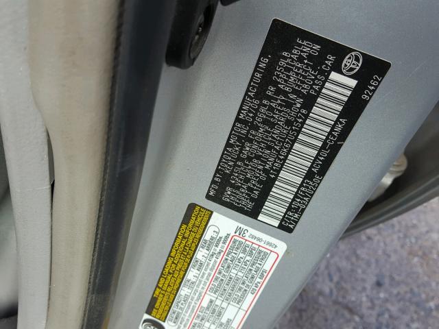 4T1BE46K67U515478 - 2007 TOYOTA CAMRY NEW SILVER photo 10