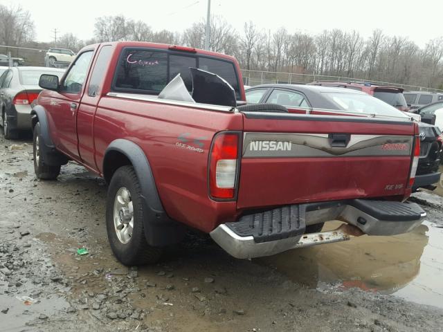 1N6ED26Y2YC386057 - 2000 NISSAN FRONTIER K RED photo 3