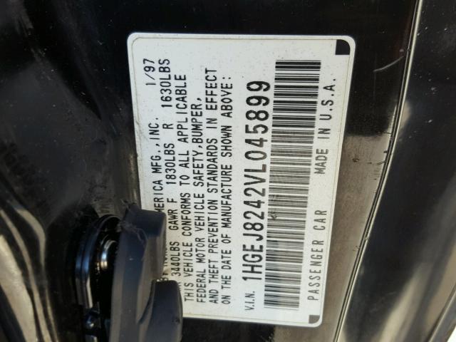 1HGEJ8242VL045899 - 1997 HONDA CIVIC EX BLACK photo 10