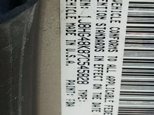 1J8HG48K87C545828 - 2007 JEEP COMMANDER ნაცრისფერი ფოტო 10