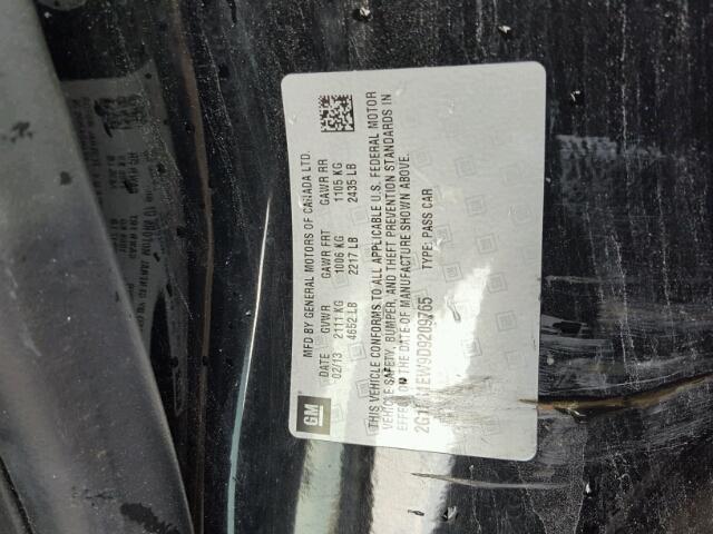 2G1FS1EW9D9209765 - 2013 CHEVROLET CAMARO SS Negro foto 10