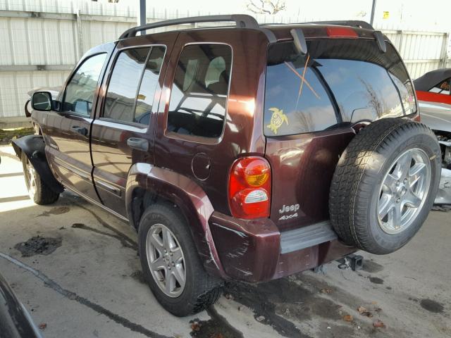 1J4GL58K04W263983 - 2004 JEEP LIBERTY LI MAROON photo 3