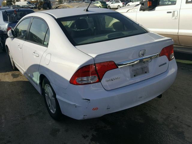 JHMFA36279S007948 - 2009 HONDA CIVIC HYBR WHITE photo 3