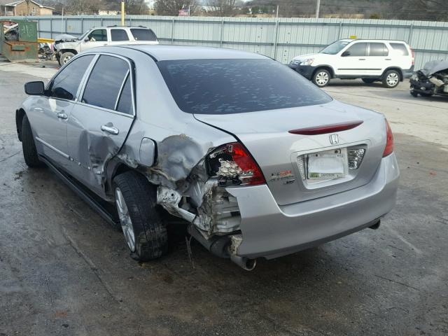 1HGCM66497A082234 - 2007 HONDA ACCORD SE SILVER photo 3