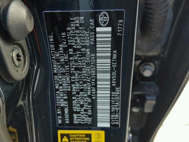 4T4BF1FK3GR571248 - 2016 TOYOTA CAMRY LE 蓝色 照片 10