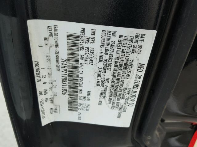 2FAHP71V88X118267 - 2008 FORD CROWN VICT BLACK photo 10