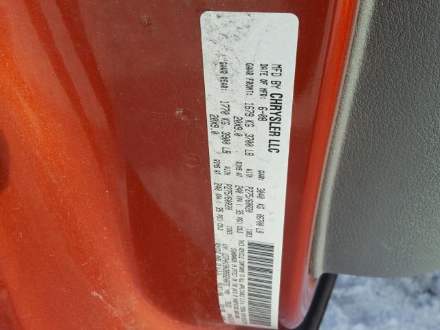 1D7HA18N38S624872 - 2008 DODGE RAM 1500 S ORANGE photo 10