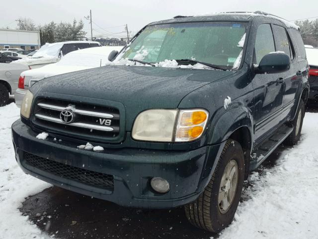 5TDBT48A11S000320 - 2001 TOYOTA SEQUOIA LI GREEN photo 2