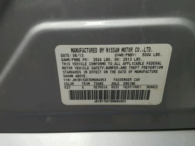 JN1BV7AR7EM684953 - 2014 INFINITI Q50 BASE Plata foto 10