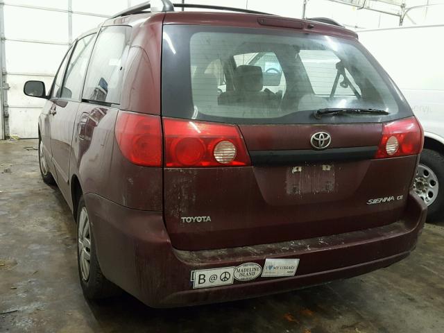 5TDZK23C98S127521 - 2008 TOYOTA SIENNA CE RED photo 3