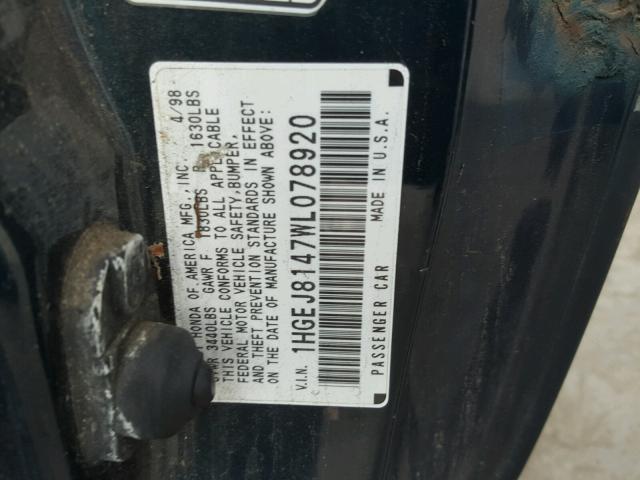 1HGEJ8147WL078920 - 1998 HONDA CIVIC EX 绿色 照片 10