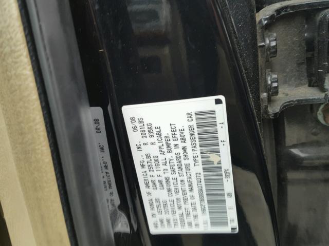 1HGCP368X8A074072 - 2008 HONDA ACCORD EXL BLACK photo 10