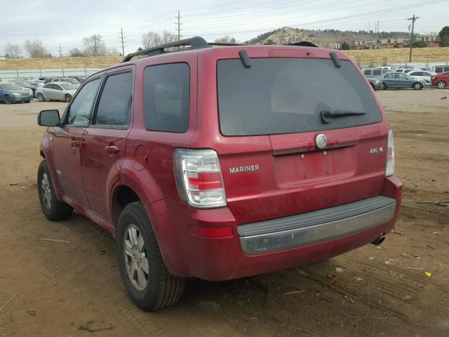 4M2CU91198KJ35825 - 2008 MERCURY MARINER RED photo 3