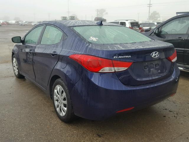 5NPDH4AE9DH216997 - 2013 HYUNDAI ELANTRA GL BLUE photo 3