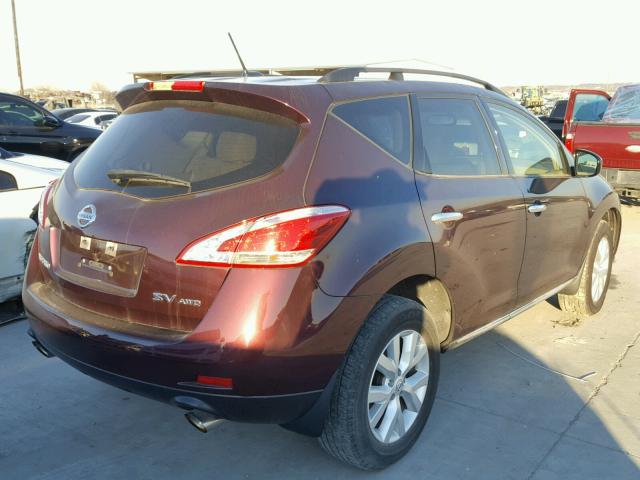 JN8AZ1MW4EW507801 - 2014 NISSAN MURANO S BURGUNDY photo 4