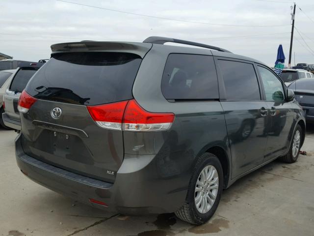 5TDYK3DC6CS180668 - 2012 TOYOTA SIENNA XLE GRAY photo 4