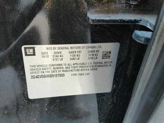 2G4GV5GV6D9157893 - 2013 BUICK REGAL GS 黑色 照片 10