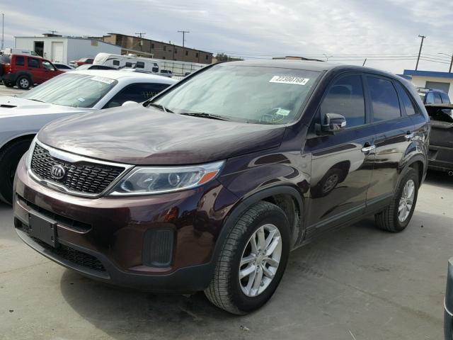 5XYKT3A66EG504509 - 2014 KIA SORENTO LX BURGUNDY photo 2