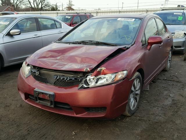 1HGFA16819L028851 - 2009 HONDA CIVIC EX BURGUNDY photo 2